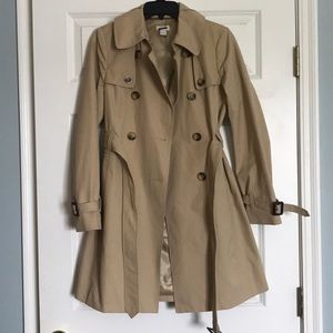 Tan J. Crew trench coat